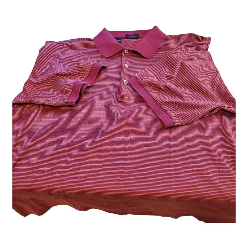 JEFF ROSE SZ L Italian made Mens Stripe 100% Cotton Knit Golf Short Sleeve Polo - Picture 4 of 8